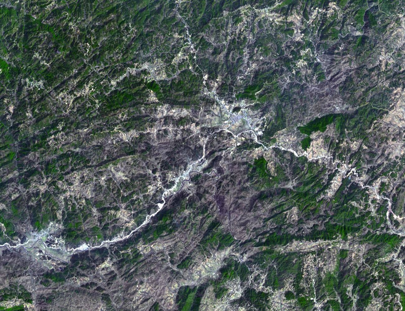 This image from NASA's Terra spacecraft shows a cluster of villages known as Mawsynram in India, which is the current world record holder for the wettest place on earth.