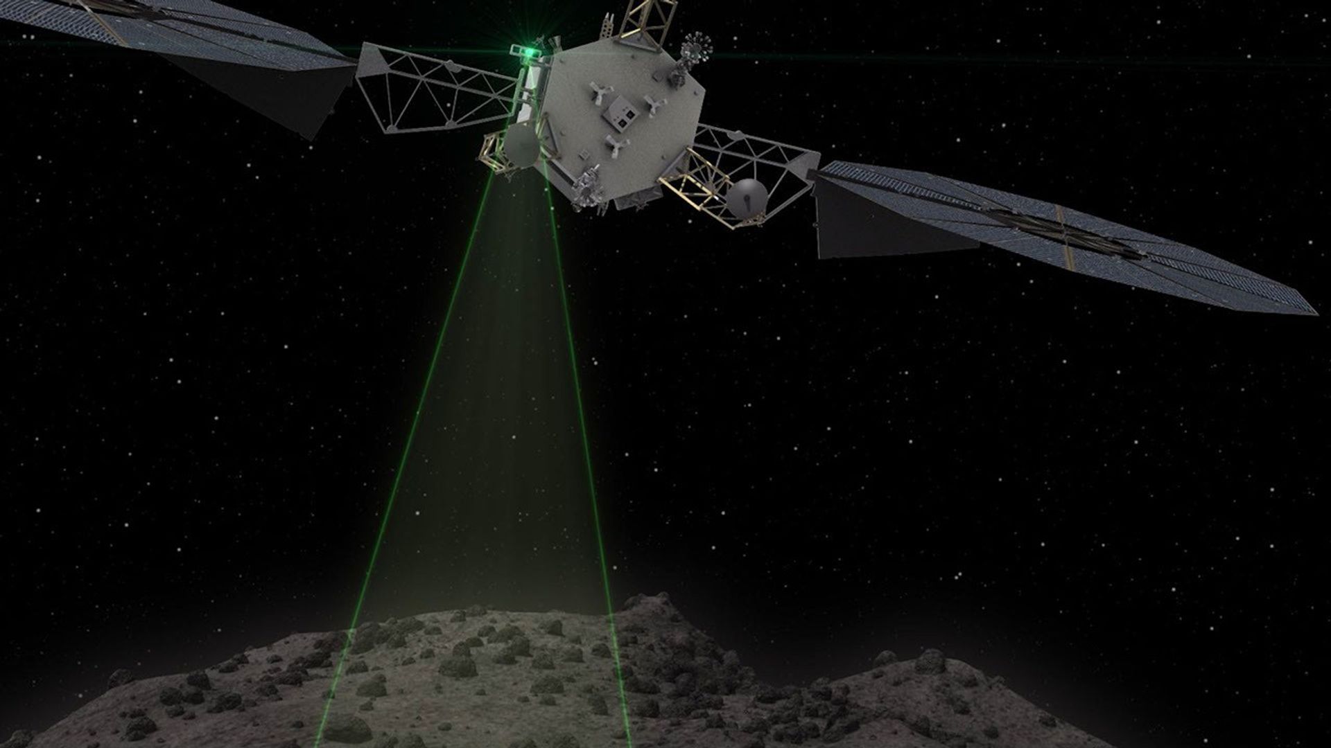 This graphic depicts the Asteroid Redirect Vehicle conducting a flyby of its target asteroid. The robotic segment of the Asteroid Redirect Mission will demonstrate advanced, high-power, high-throughput solar electric propulsion.