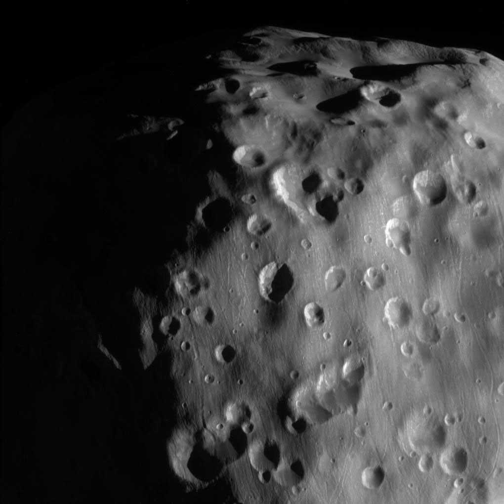 This zoomed-in view of Epimetheus, one of the highest resolution ever taken by NASA's Cassini spacecraft, shows a surface covered in craters, vivid reminders of the hazards of space.