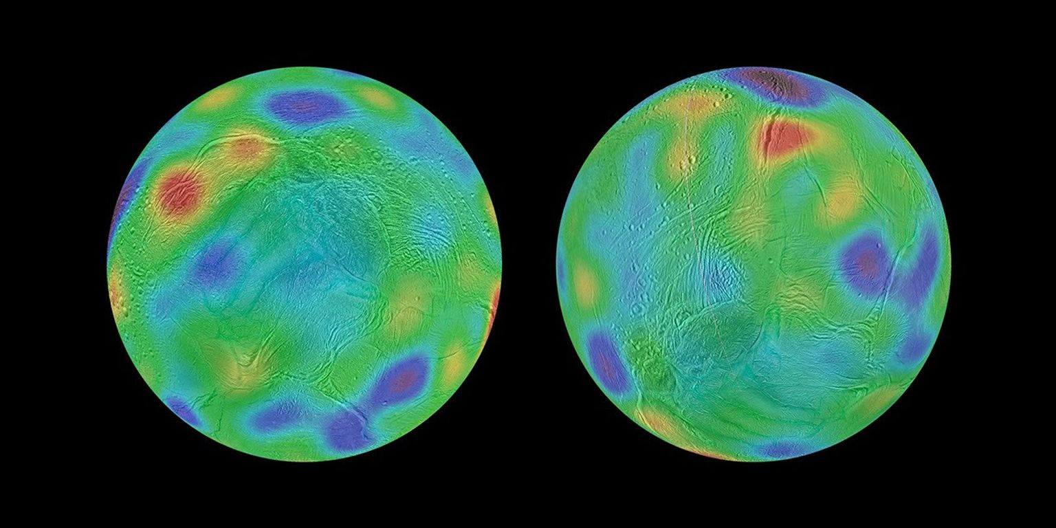 Working with image data from NASA's Cassini mission, researchers have found evidence that Saturn's moon Enceladus may have tipped over, reorienting itself so that terrain closer to its original equator was relocated to the poles.