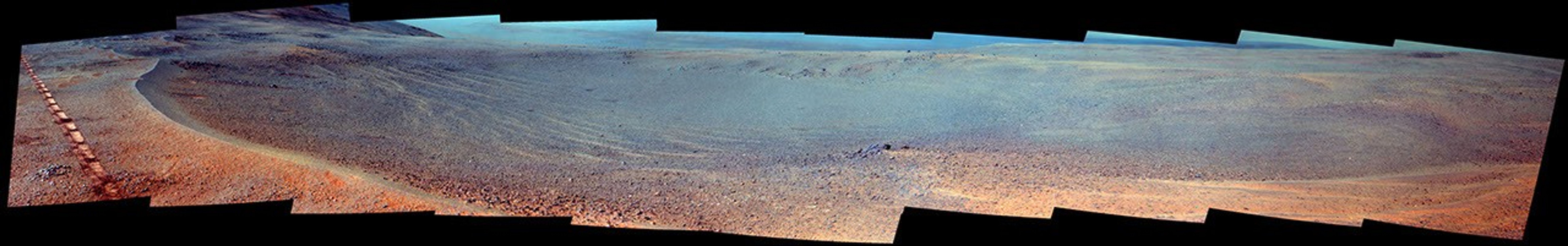 NASA's Opportunity Mars rover passed near this small, relatively fresh crater in April 2017, during the 45th anniversary of the Apollo 16 mission to the moon. The rover team chose to call it 'Orion Crater,' after the Apollo 16 lunar module.