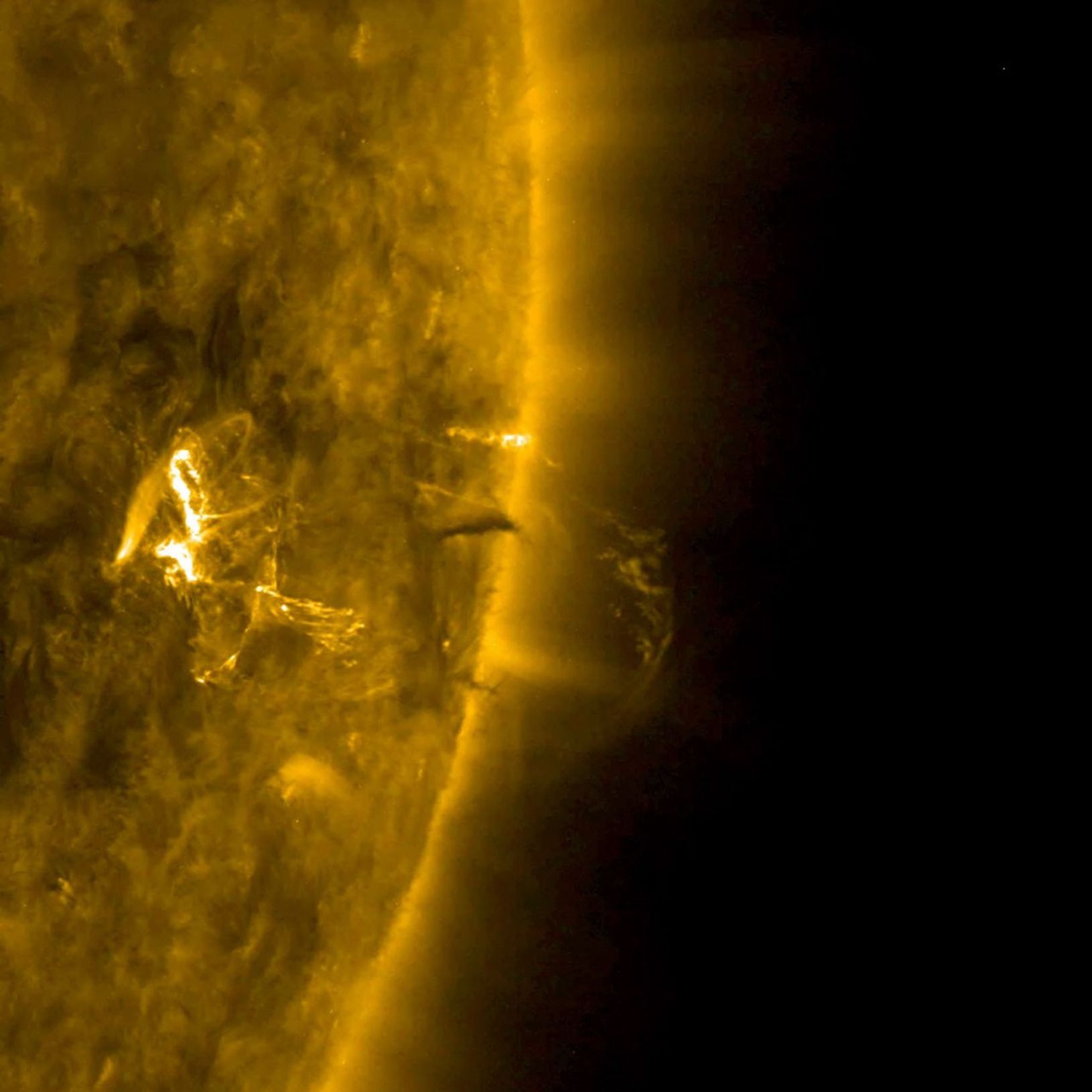 NASA's Solar Dynamics Observatory observed a small coronal mass ejection that was also associated with a small flare on Jan. 22, 2018.