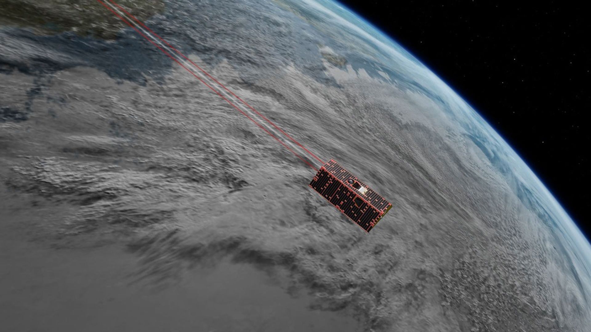 Illustration of the twin spacecraft of the NASA/German Research Centre for Geosciences (GFZ) GGRACE-FO mission. GRACE-FO will continue tracking the evolution of Earth's water cycle by monitoring changes in the distribution of mass on Earth.