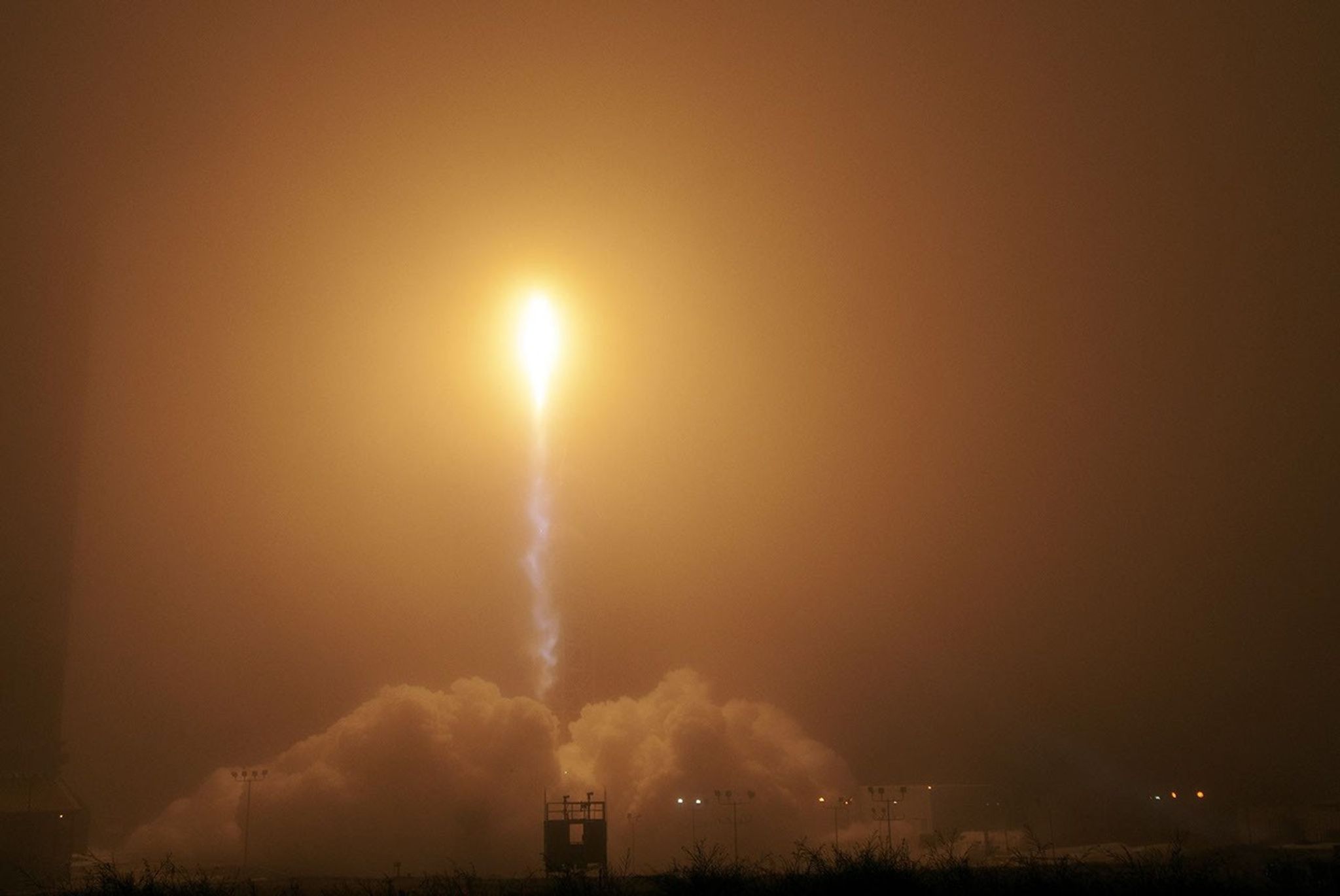 A United Launch Alliance Atlas V rocket lifts off from Space Launch Complex 3 at Vandenberg Air Force Base, Ca., carrying NASA's InSight Mars lander. Liftoff was on May 5, 2018 at 4:05 a.m. PDT.