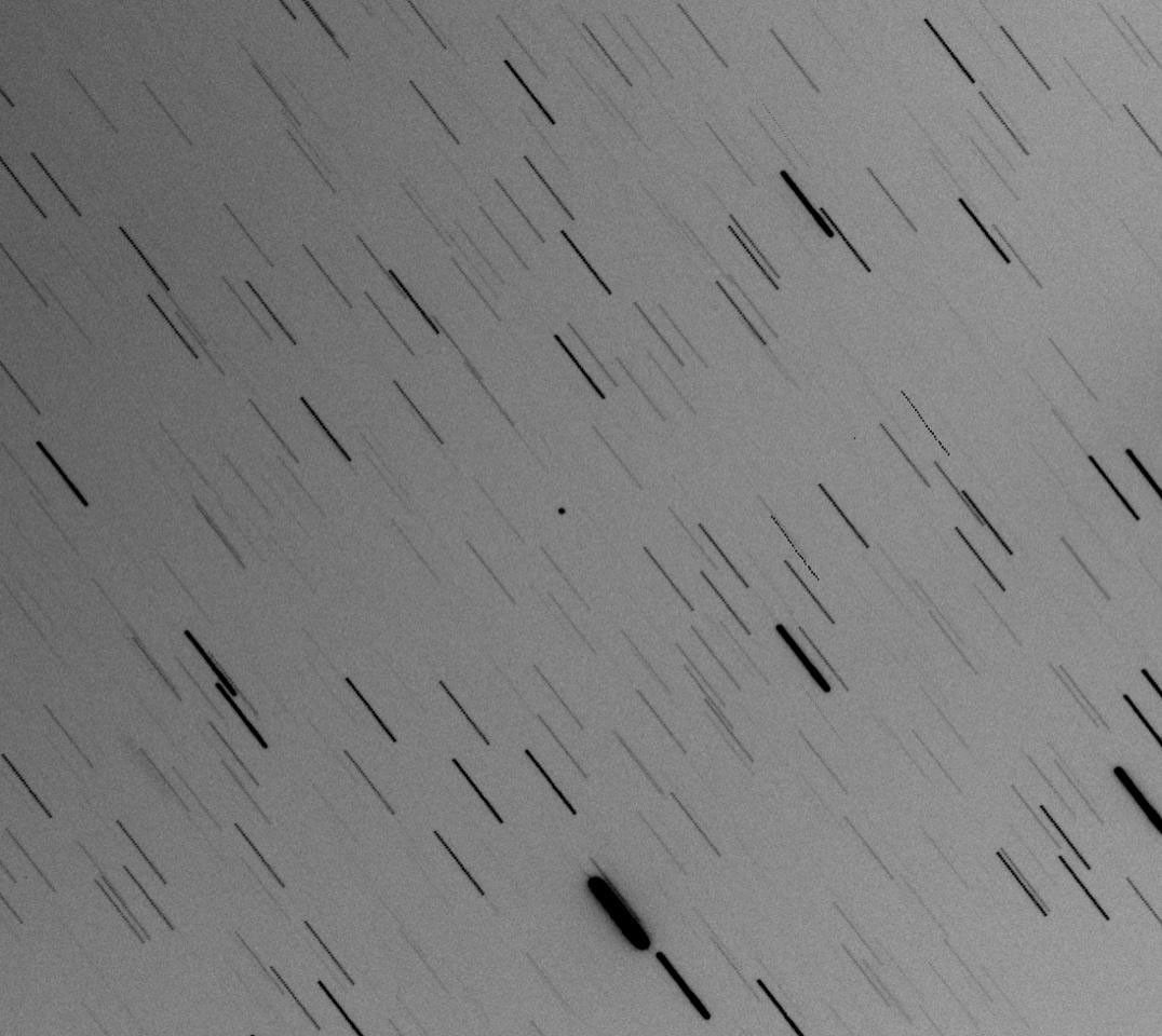 This optical composite image shows asteroid 2017 YE5, taken on June 30, 2018, by the Cadi Ayyad University Morocco Oukaimeden Sky Survey, one of the first surveys to identify 2017 YE5 in December 2017.