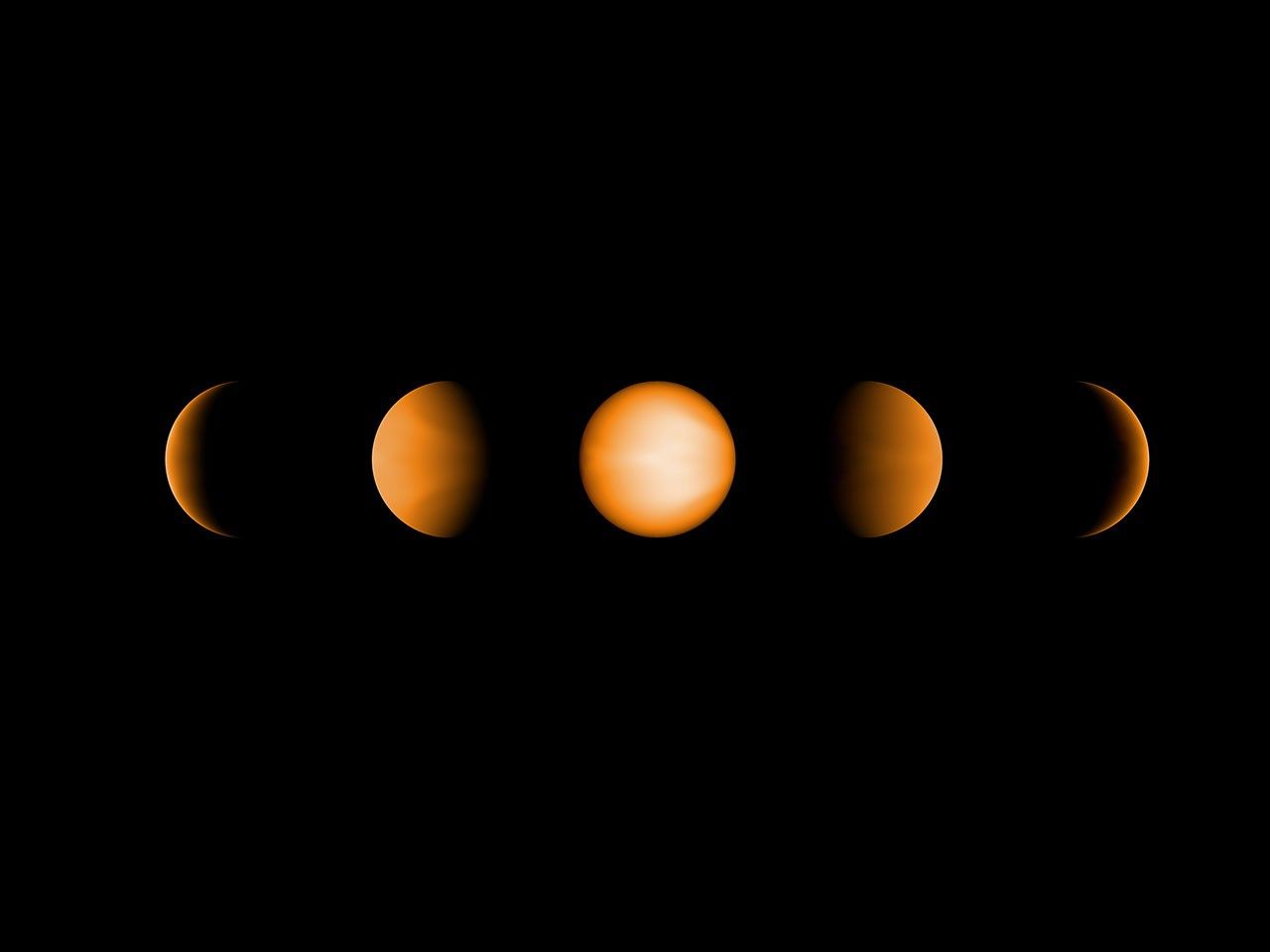 Based on data from NASA's Hubble and Spitzer Space Telescopes, these simulated views of the ultrahot Jupiter WASP-121b show what the planet might look like from five different vantage points, illuminated to different degrees by its parent star.