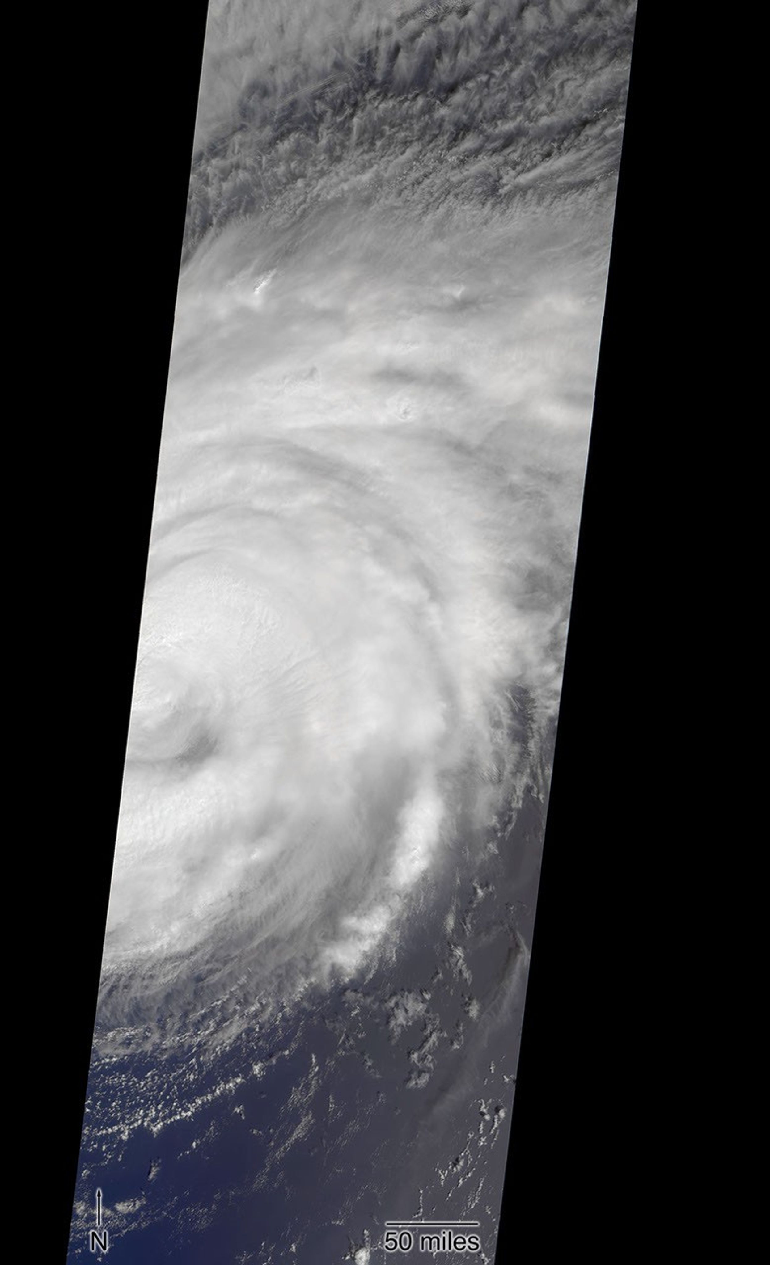 NASA's Terra spacecraft passed over Hurricane Florence as it approached the eastern coast of the United States on Thursday, Sept. 13, 2018. At the time the image was acquired, Florence was a large Category 2 storm.