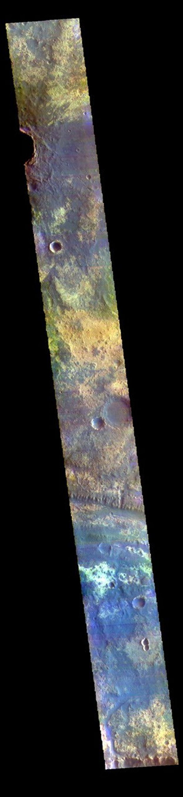 This image from NASA's Mars Odyssey shows a small section of Mawrth Vallis in Arabia Terra.