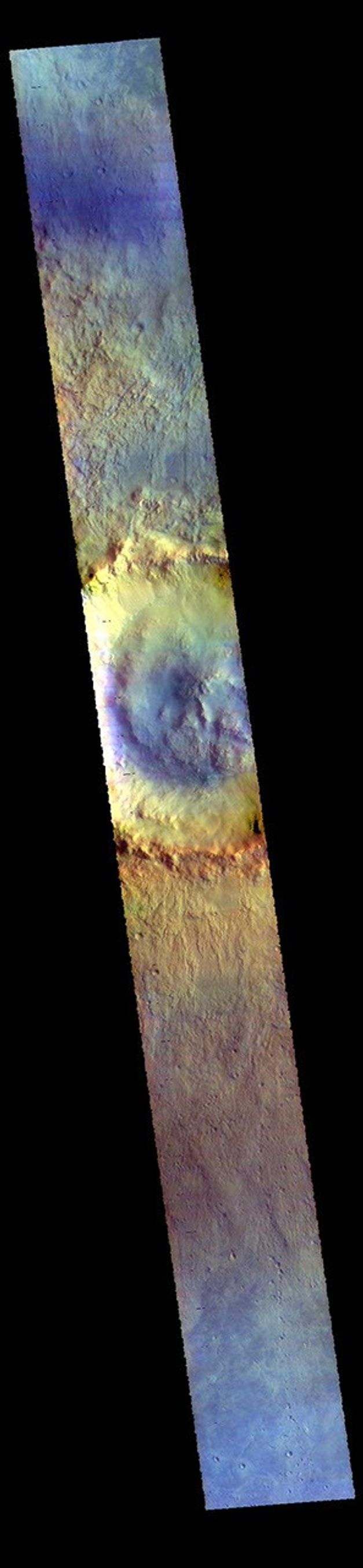 This image from NASA's Mars Odyssey shows Bonestell Crater located in Acidalia Planitia.