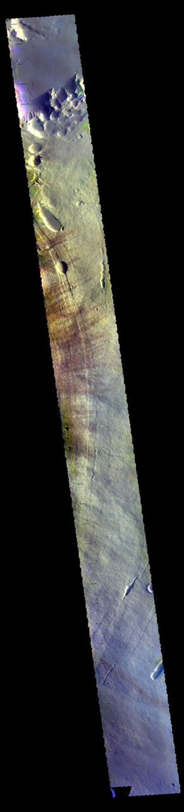 This image from NASA's Mars Odyssey shows the eastern flank of Pavonis Mons.