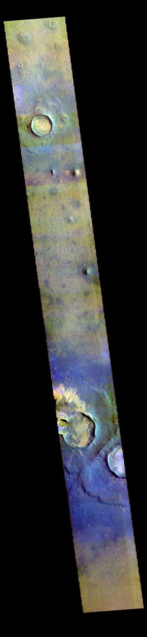 This image from NASA's Mars Odyssey shows some of the plains and craters located in Arcadia Planitia.