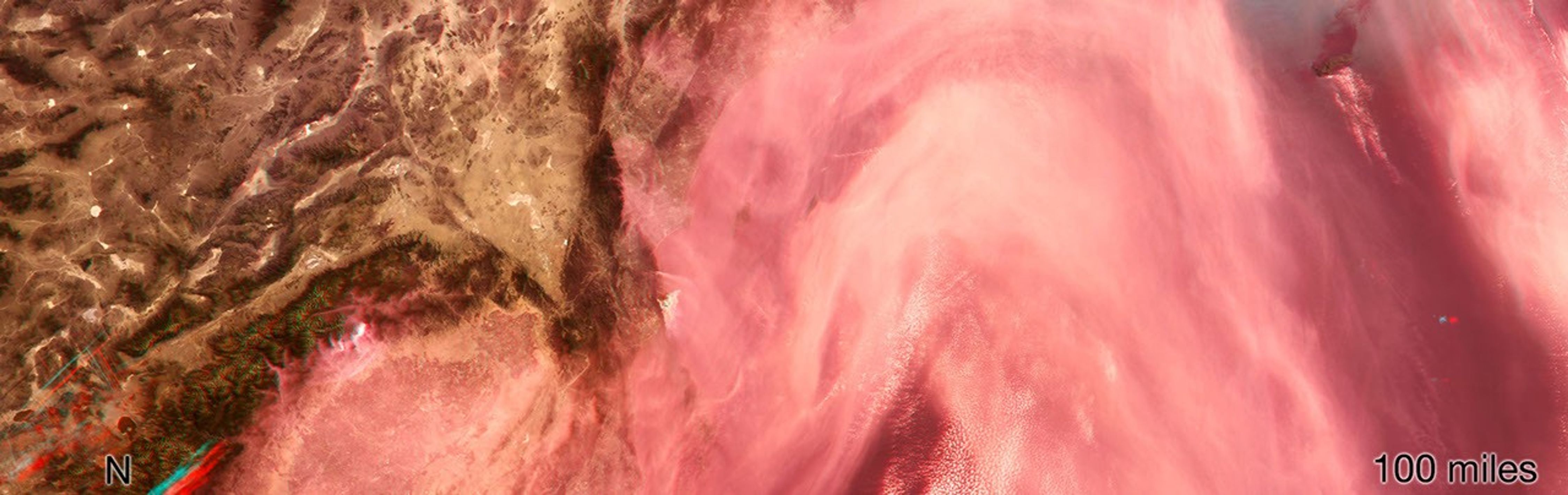 NASA's Terra spacecraft shows a three-dimensional view of the Woolsey Fire in southern California on Nov. 11, 2018.