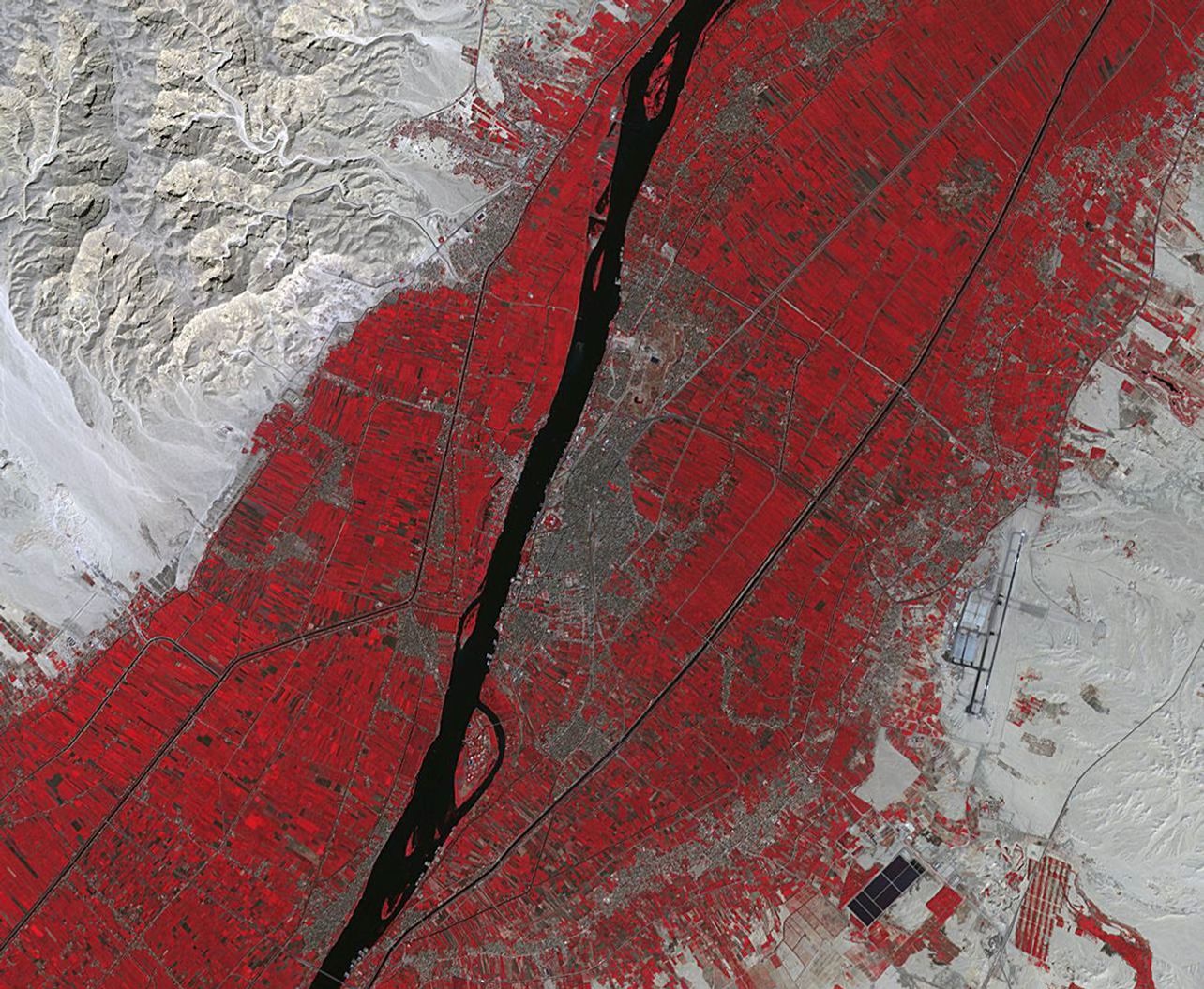 NASA's Terra spacecraft shows Luxor, a city in Upper Egypt, along the Nile. It is the site of the ancient Egyptian city of Waset, known to the Greeks as Thebes.