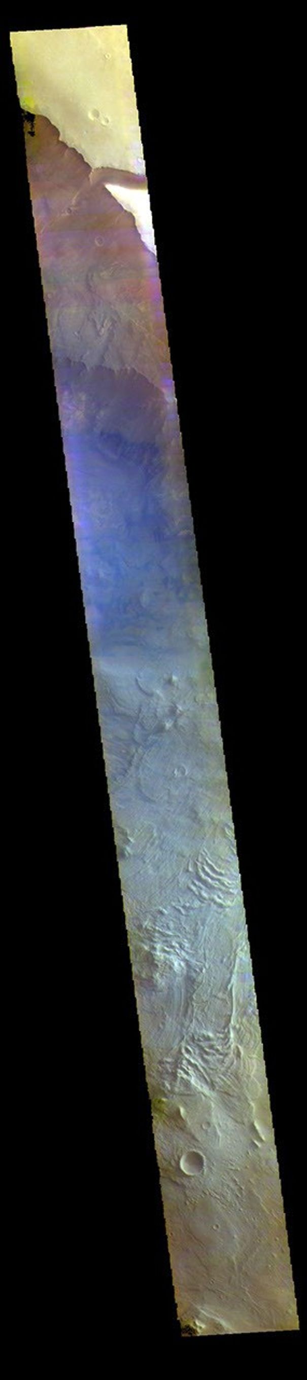 This image from NASA's Mars Odyssey shows an area within Melas Chasma.
