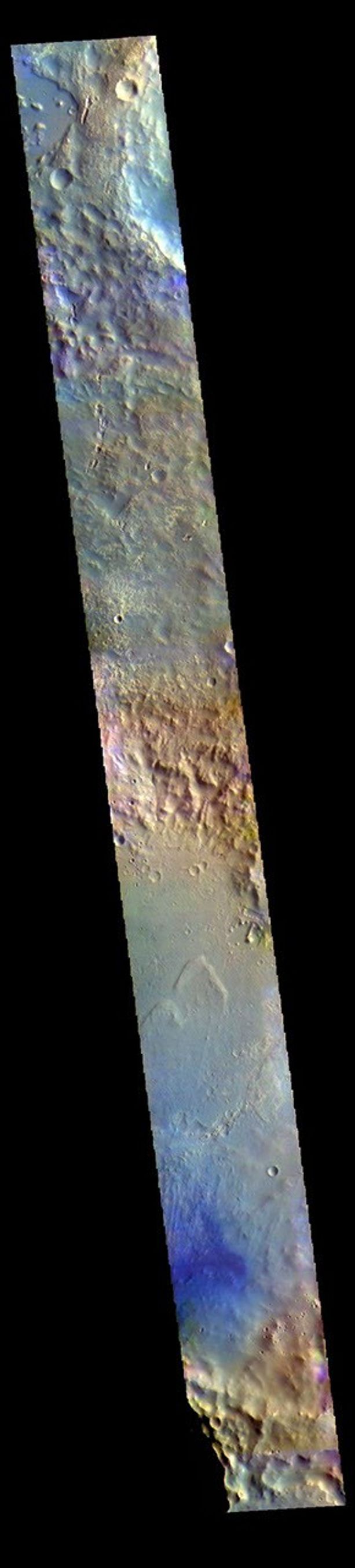This image from NASA's Mars Odyssey shows a large crater called McLaughlin Crater. It is located west of Mawrth Vallis.