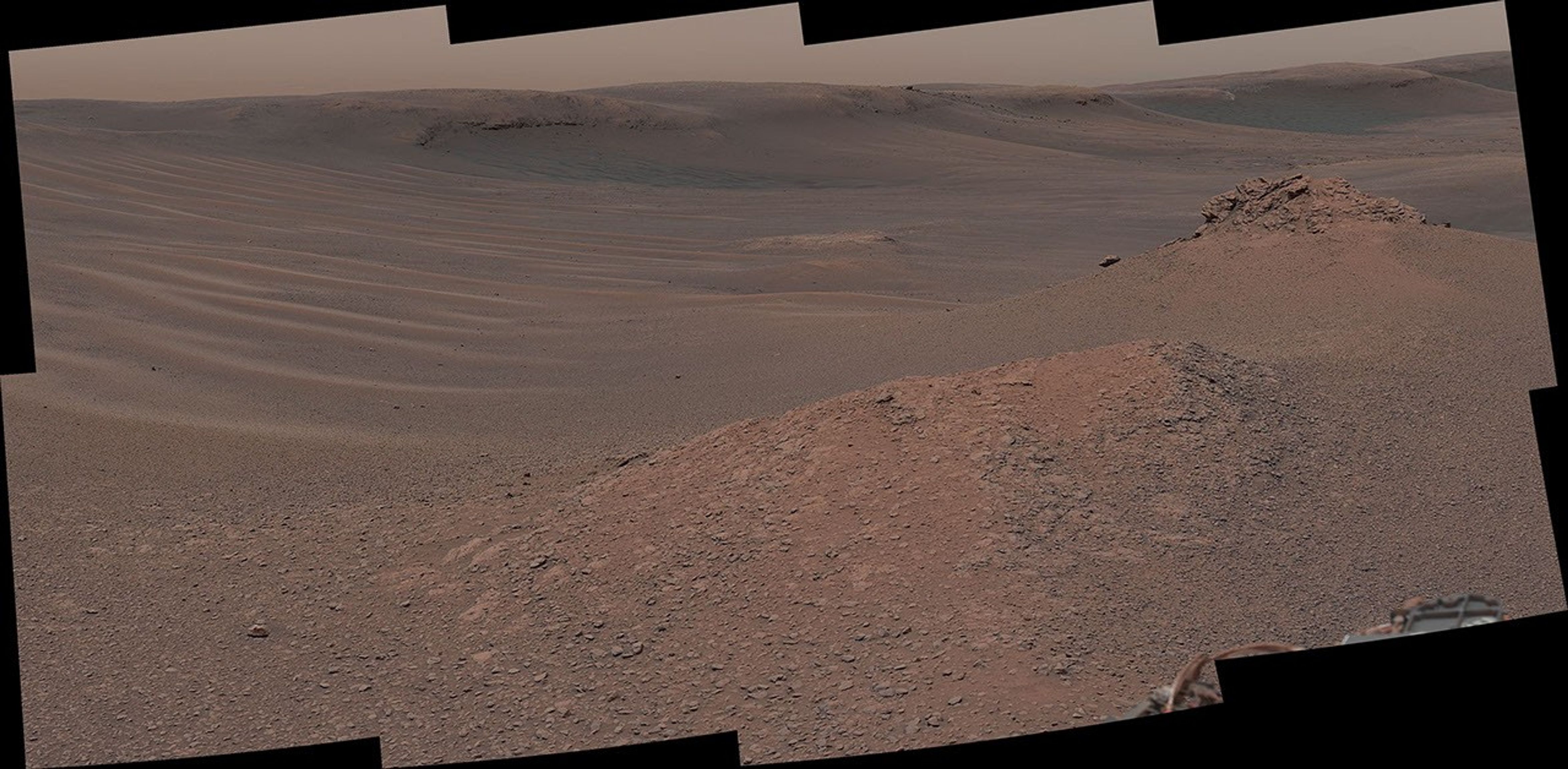 The Mast Camera (Mastcam) on NASA's Curiosity Mars rover captured this mosaic as it explored the clay-bearing unit on February 3, 2019 (Sol 2309).