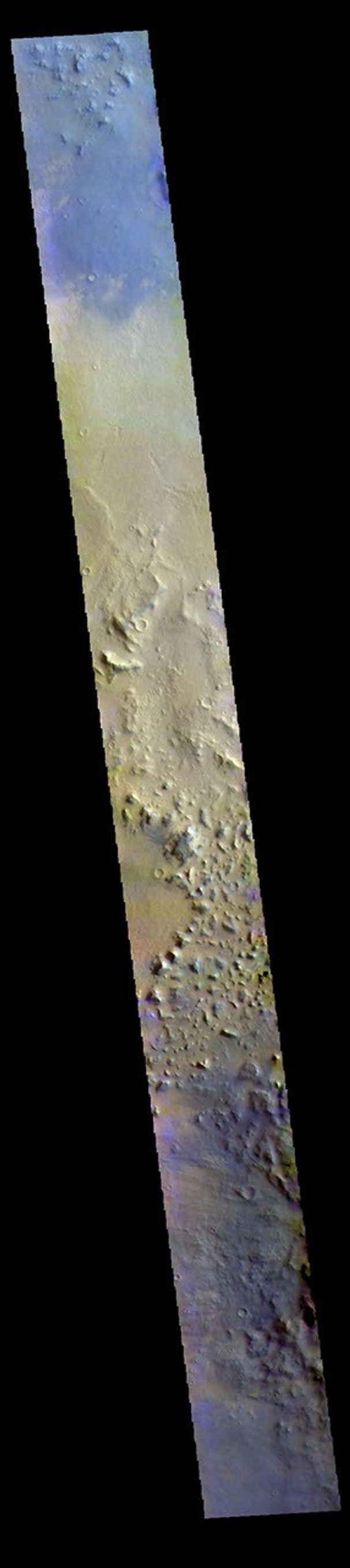 This image from NASA's Mars Odyssey shows part of the plains of Noachis Terra southwest of Schiaparelli Crater.