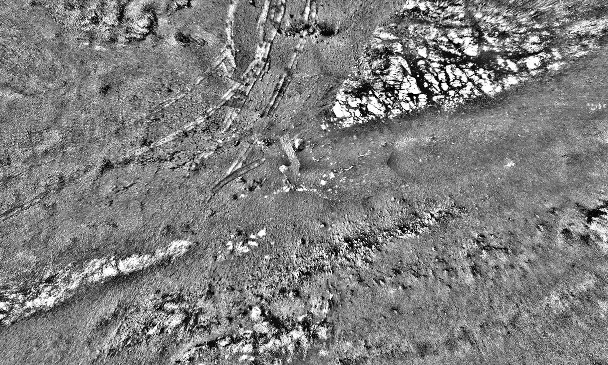 This mosaic was stitched together using images from the Navigation Camera, or Navcam, on NASA's Opportunity rover. The scene shows the rover's tracks made in Perseverance Valley between Sols 5,000 and 5030.