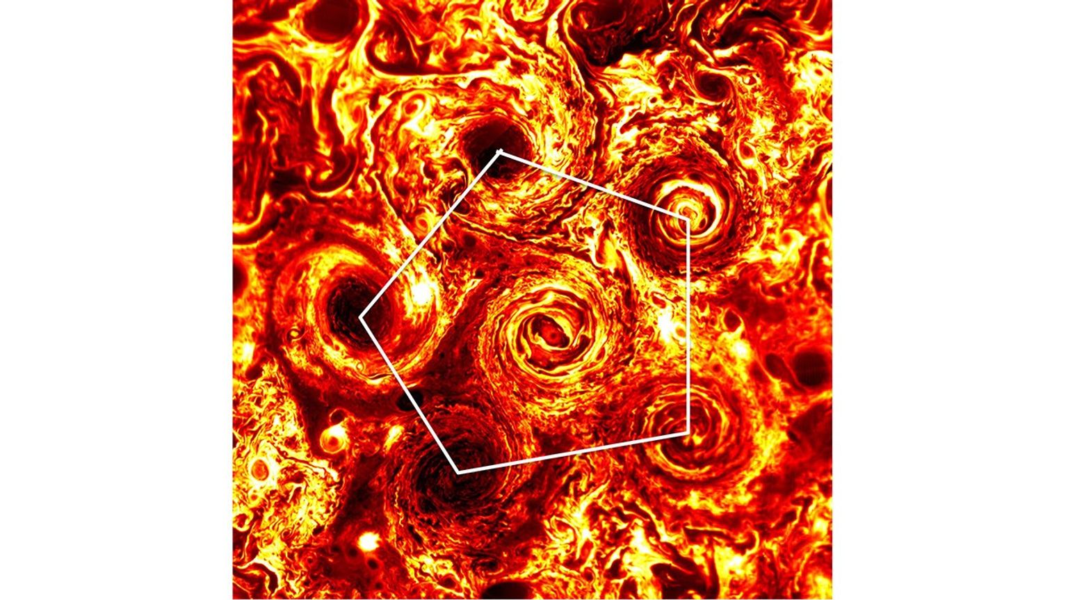 The image was taken on Feb. 2, 2017, by the Jovian Infrared Auroral Mapper (JIRAM) instrument aboard NASA's Juno spacecraft.