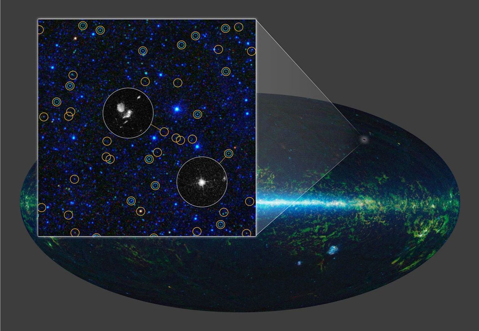 Peering more than 10 billion light-years into the distance, NASA's Wide-field Infrared Survey Explorer (WISE) has found tens of millions of actively feeding supermassive lack holes across the full sky.