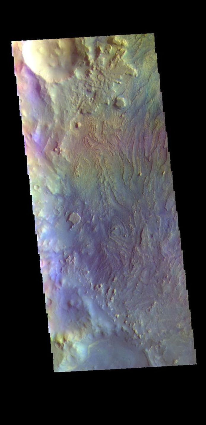This image from NASA's Mars Odyssey shows part of the interior of Crommelin Crater.