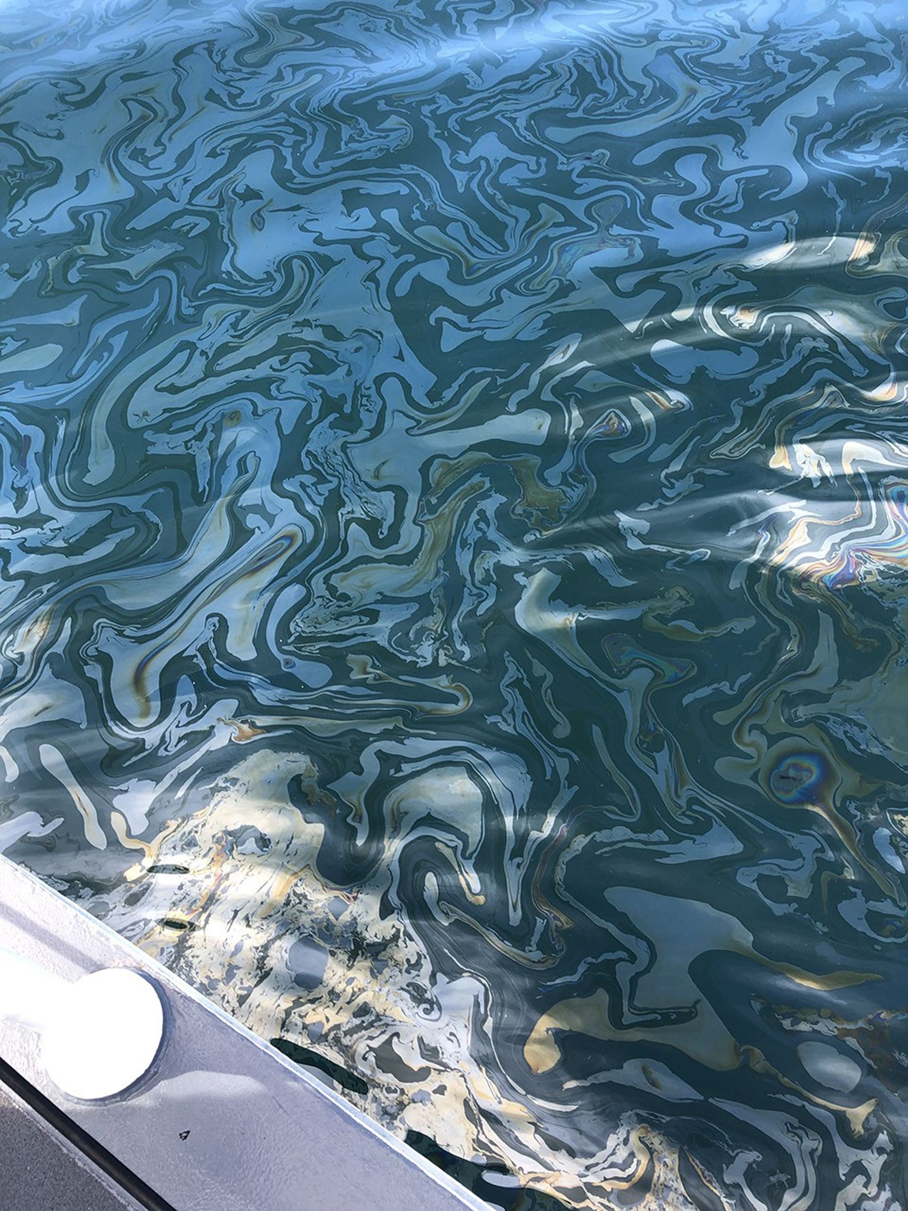 An oil slick from naturally occurring oil seeps off the coast of Santa Barbara, California. The Marine Oil Spill Thickness (MOST) project can detect the thickest oil in a slick.