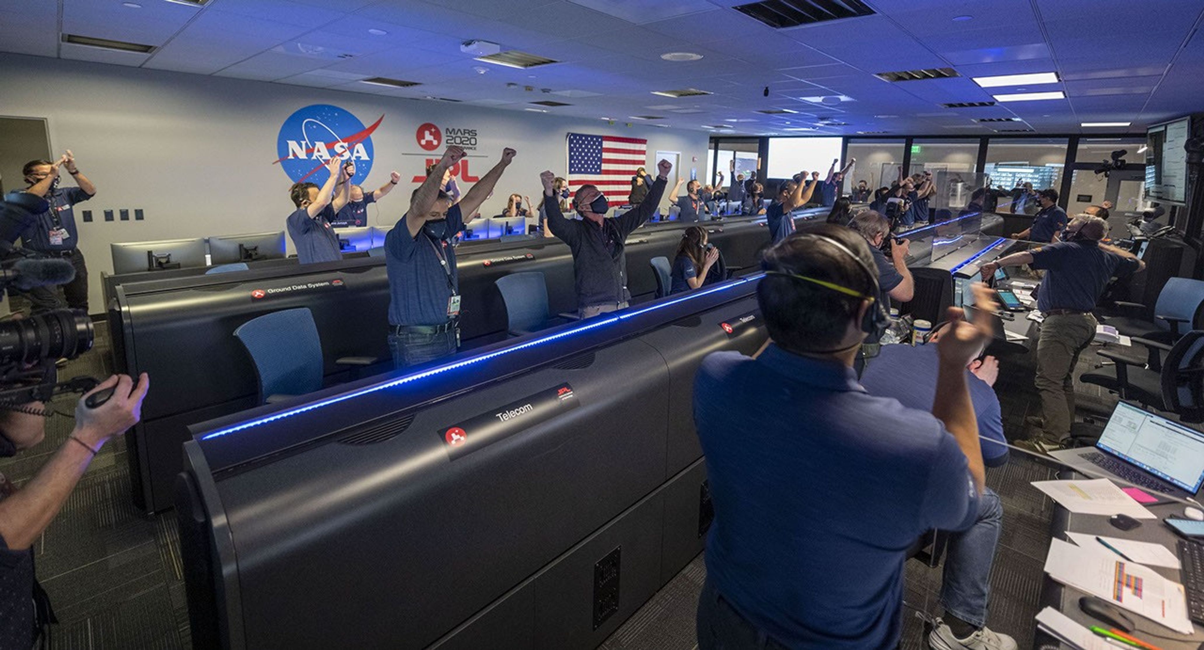 Members of NASA's Mars 2020 Perseverance rover mission were jubilant on Feb. 18, 2021, after the spacecraft successfully touched down on Mars.
