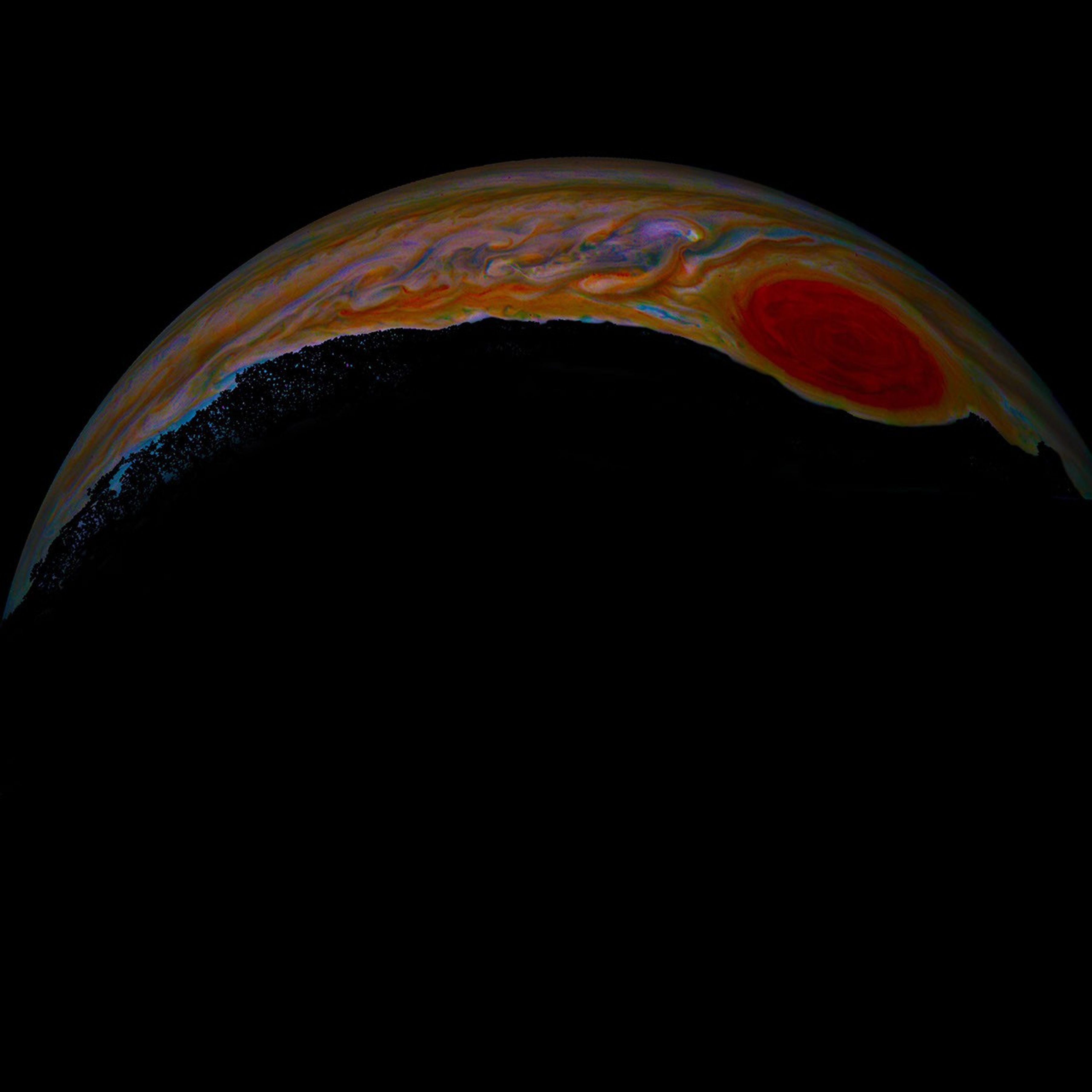 Jupiter's already vibrant colors become especially striking in this artistic interpretation of an image from NASA's Juno mission that shows the planet's famous Great Red Spot.