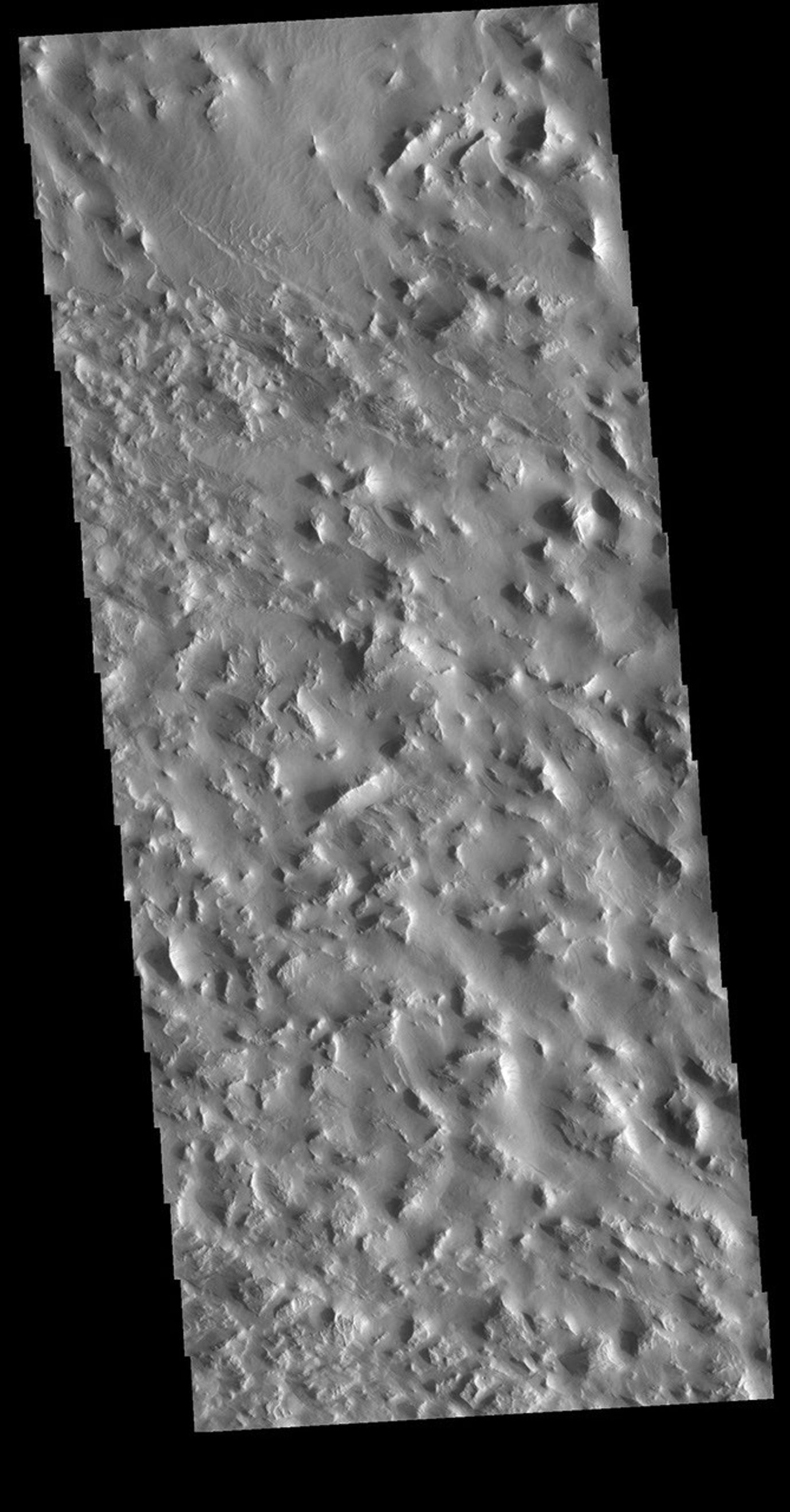 This image from NASA's Mars Odyssey shows a rugged region near the northern end of Gordii Dorsum.