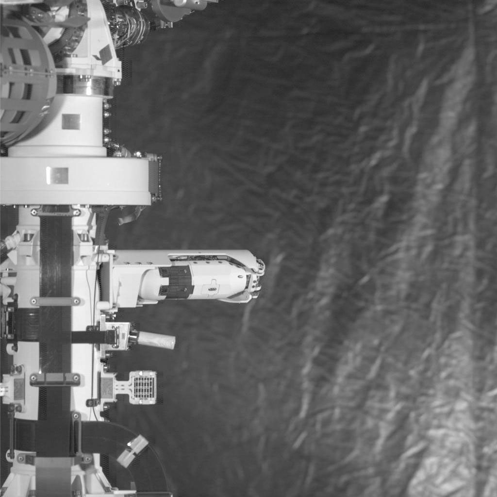 One of two wind sensors springs out of the mast on NASA's Perseverance Mars rover. These sensors are part of Perseverance's weather instrumentation, called MEDA.