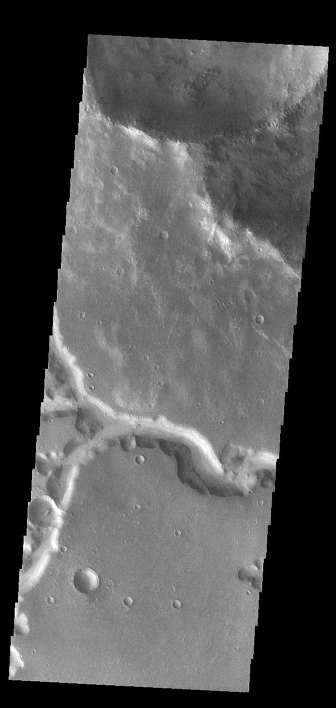 This image from NASA's Mars Odyssey shows a small section of Nirgal Valles. Located in Noachis Terra, Nirgal Valles is 610km long (379 miles).