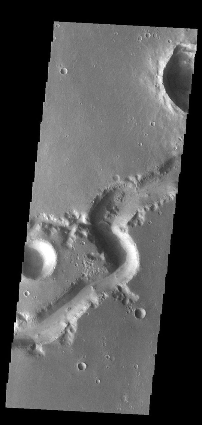 This image from NASA's Mars Odyssey shows a small section of Nirgal Valles.