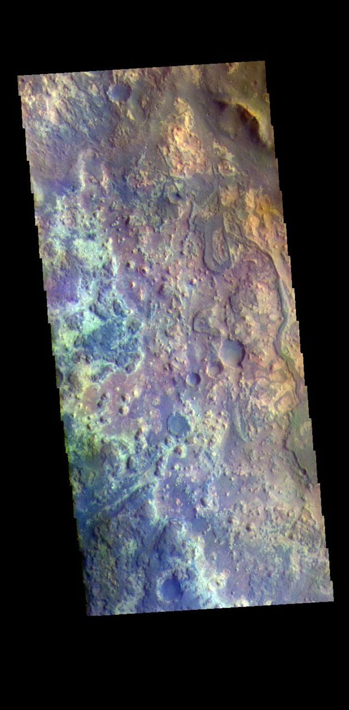 This image from NASA's Mars Odyssey shows the channel floor of Mawrth Vallis.