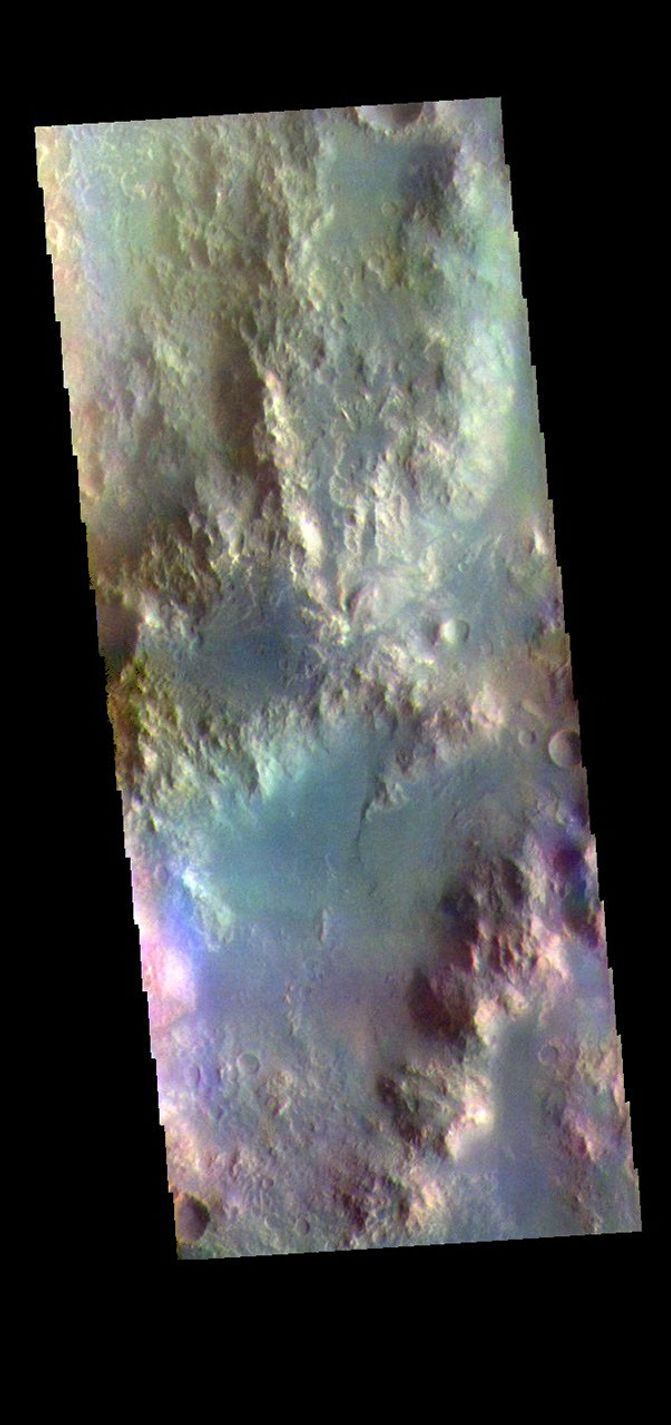 This image from NASA's Mars Odyssey shows part of the rim of Holden Crater. Located in Noachis Terra, Holden Crater is 152km (94 miles) in diameter.