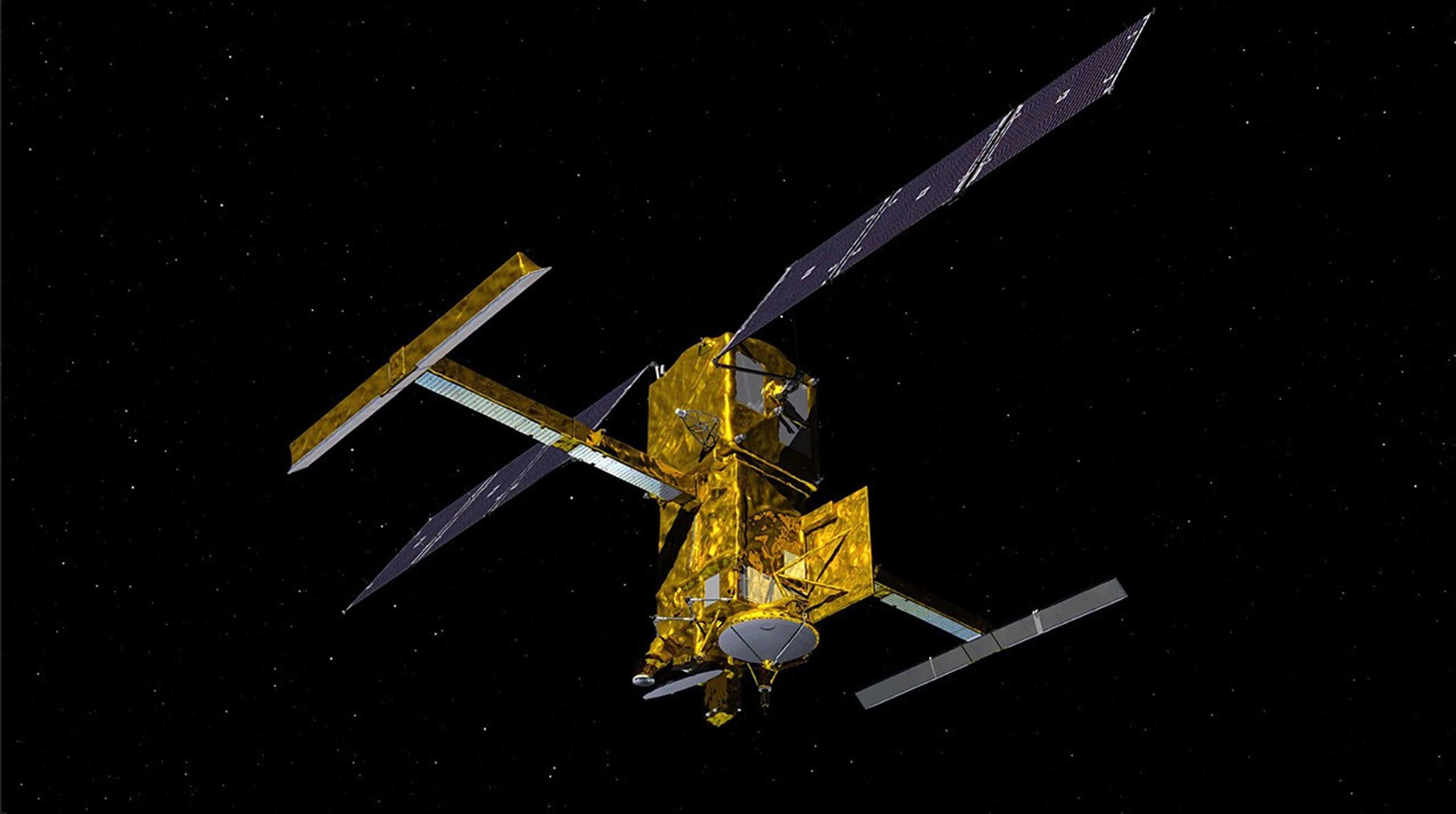 The SWOT satellite, shown in this illustration, will use the Ka-band Radar Interferometer (KaRIn) to measure the height of water in lakes, rivers, reservoirs, and ocean.