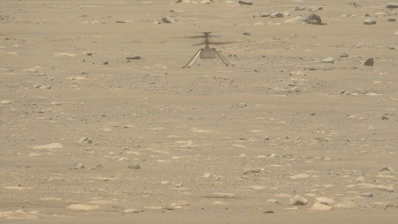 NASA's Ingenuity Mars Helicopter takes off and lands in this video captured on April 19, 2021, by Mastcam-Z, an imager aboard NASA's Perseverance Mars rover. This video features only the moments of takeoff and the landing.