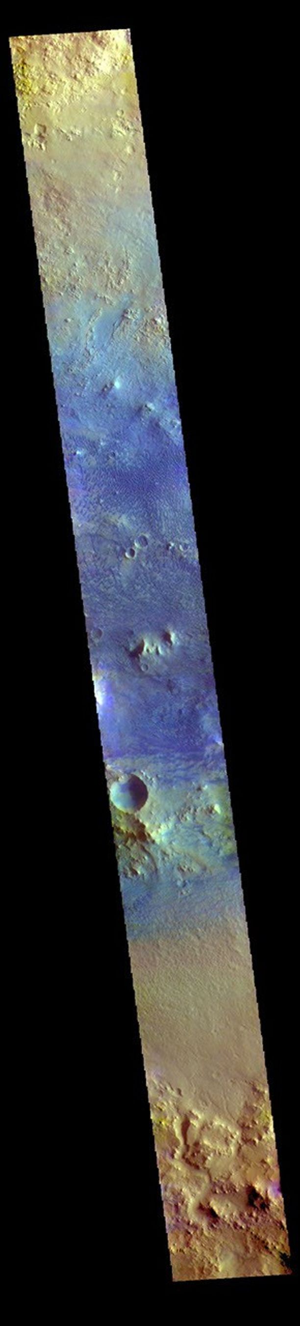 This image from NASA's Mars Odyssey shows a cross section of Baldet Crater.