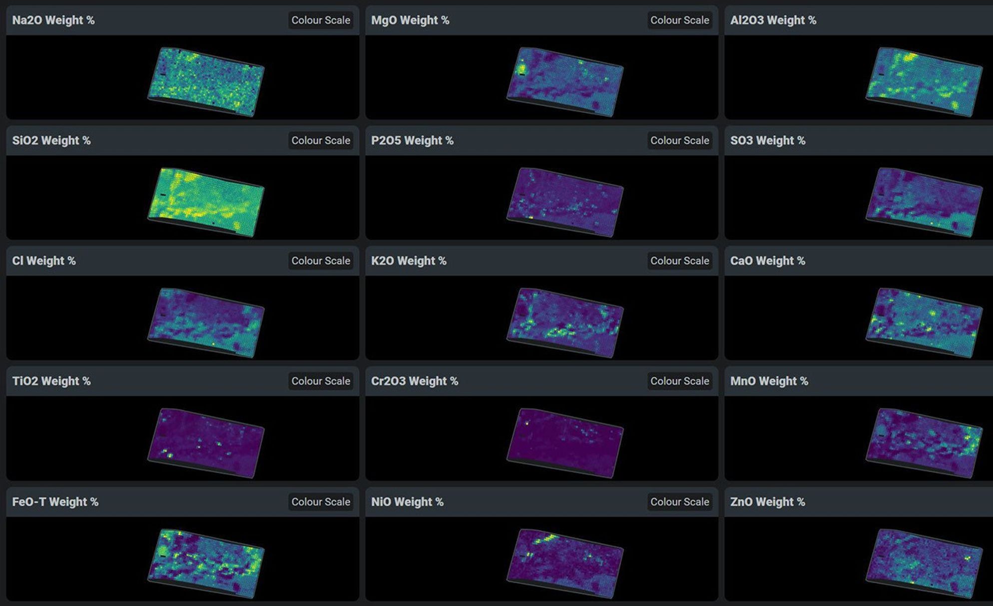 This data shows chemicals detected within a single rock on Mars by PIXL, one of the instruments on the end of the robotic arm aboard NASA's Perseverance Mars rover.