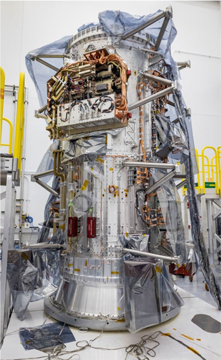 The propulsion module for NASA's Europa Clipper, the main body of the spacecraft, is nearing completion at Johns Hopkins Applied Physics Laboratory (APL) in Laurel, Maryland.