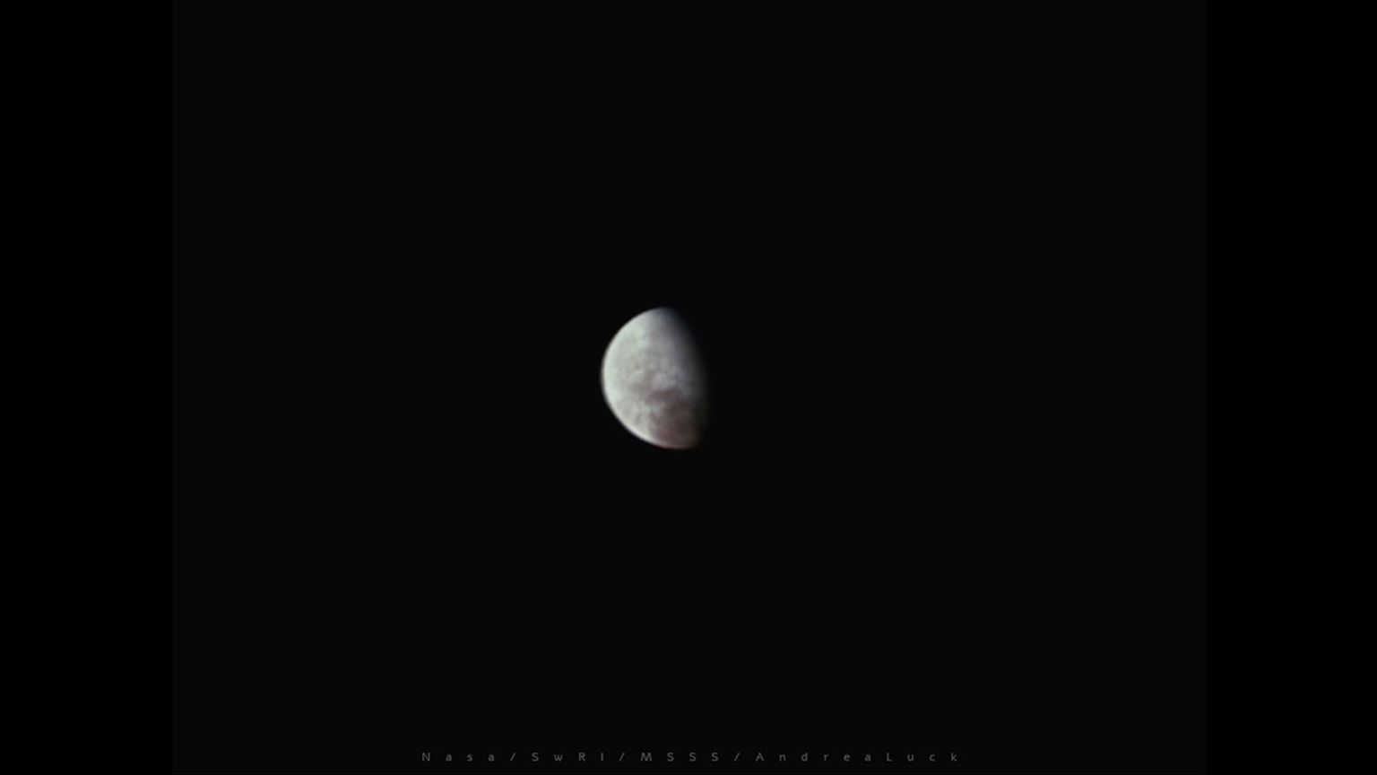 NASA's Juno spacecraft made a distant encounter with Jupiter's moon Europa on its 37th close pass by Jupiter. This image from the spacecraft's JunoCam was taken at a distance of about 51,000 miles (82,000 kilometers).
