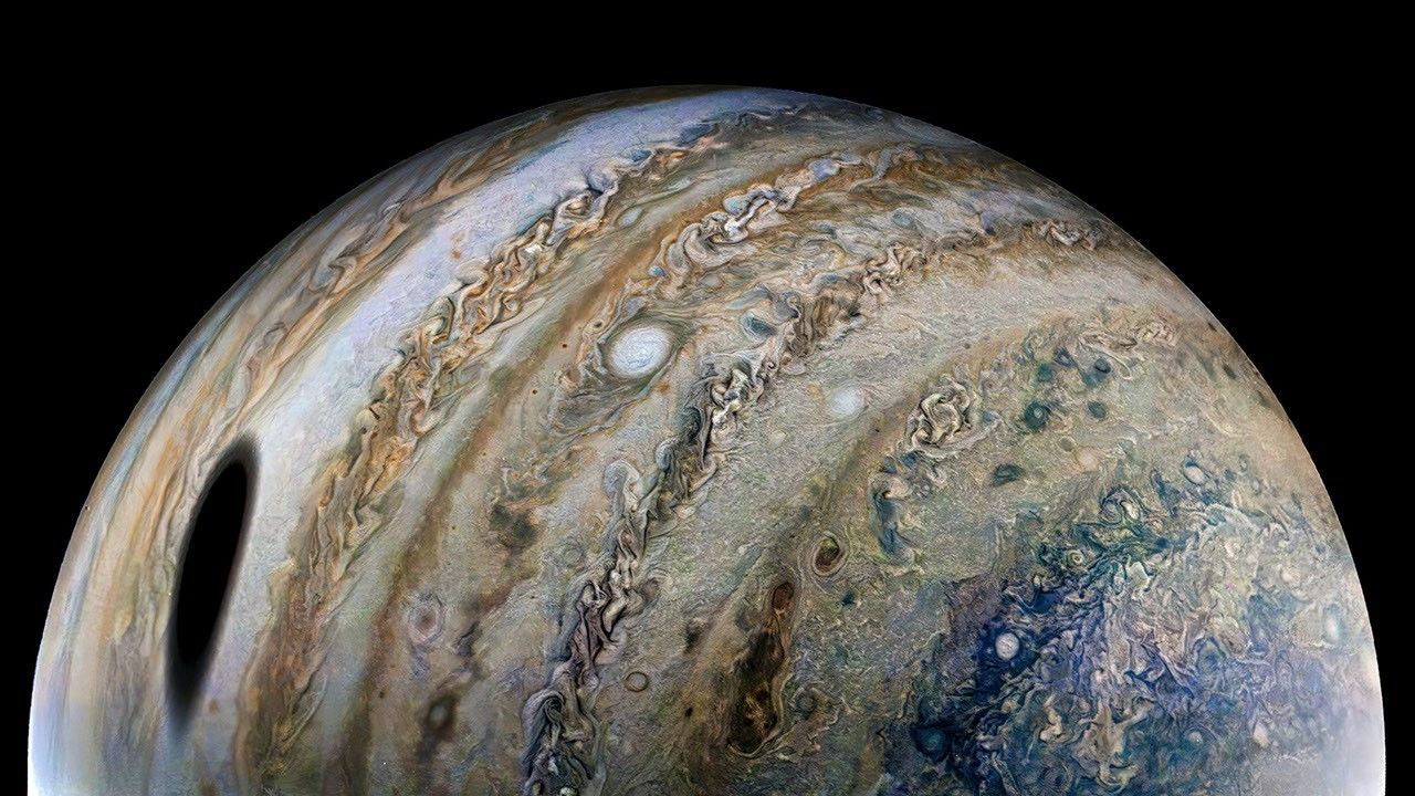 Juno Captures Moon Shadow on Jupiter - NASA Science