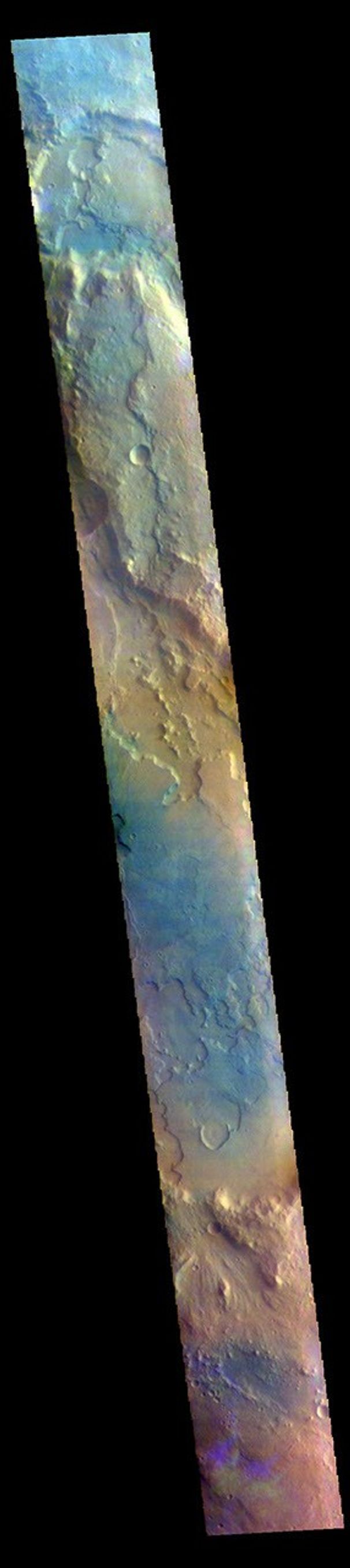 This image from NASA's Mars Odyssey shows part of Margaritifer Terra just east of Ares Vallis.