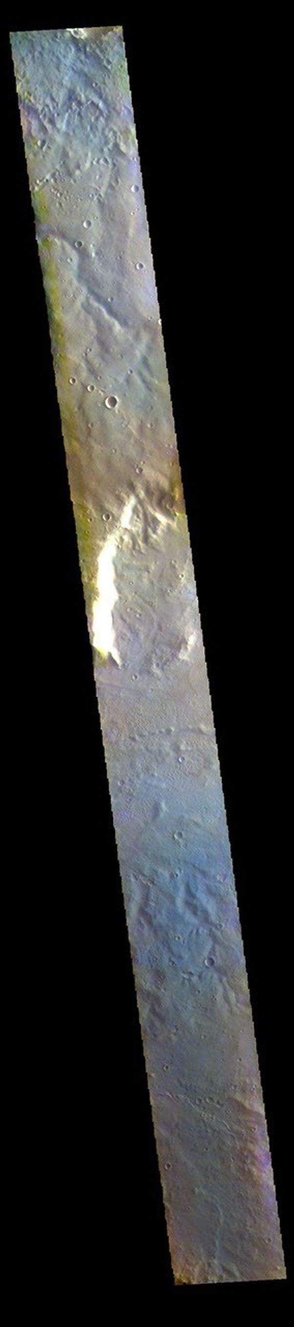 This image from NASA's Mars Odyssey shows part of the northern rim of Huygens Crater.