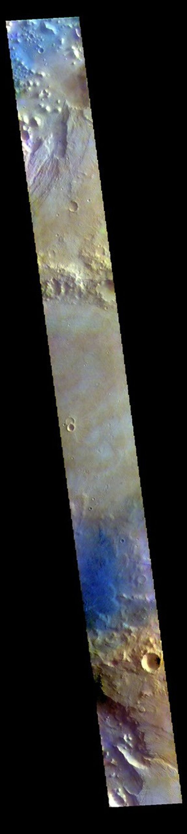 This image from NASA's Mars Odyssey shows part of Chia Crater. Chia Crater is 92 km (57 miles) in diameter and is located in Xanthe Terra just east of Maja Valles.