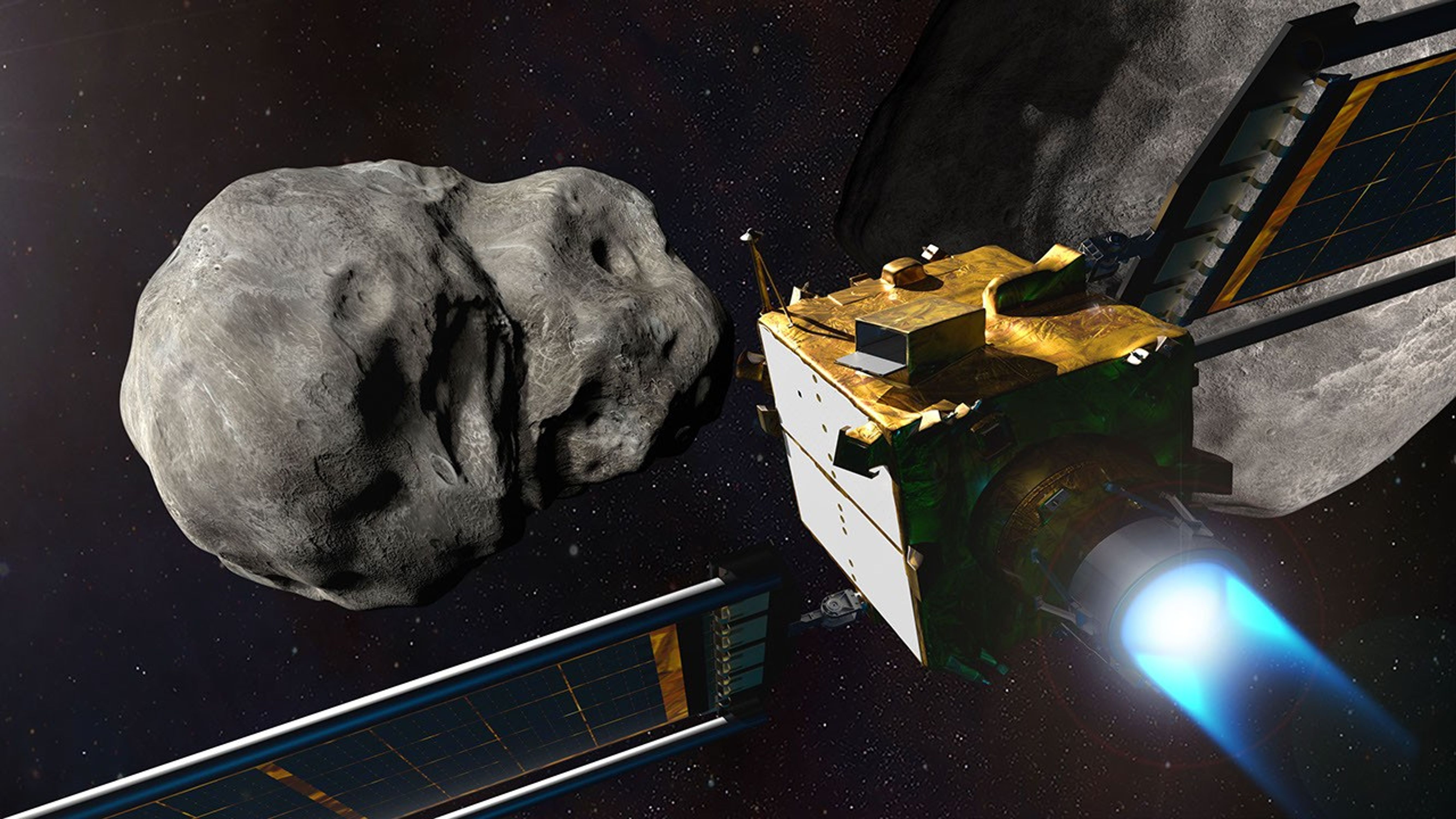 
			NASA's DART at the Didymos System - NASA Science			