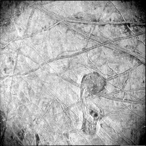 Surface features of Jupiter's icy moon Europa are revealed in an image obtained by Juno's Stellar Reference Unit (SRU) during the spacecraft's Sept. 29, 2022, flyby.