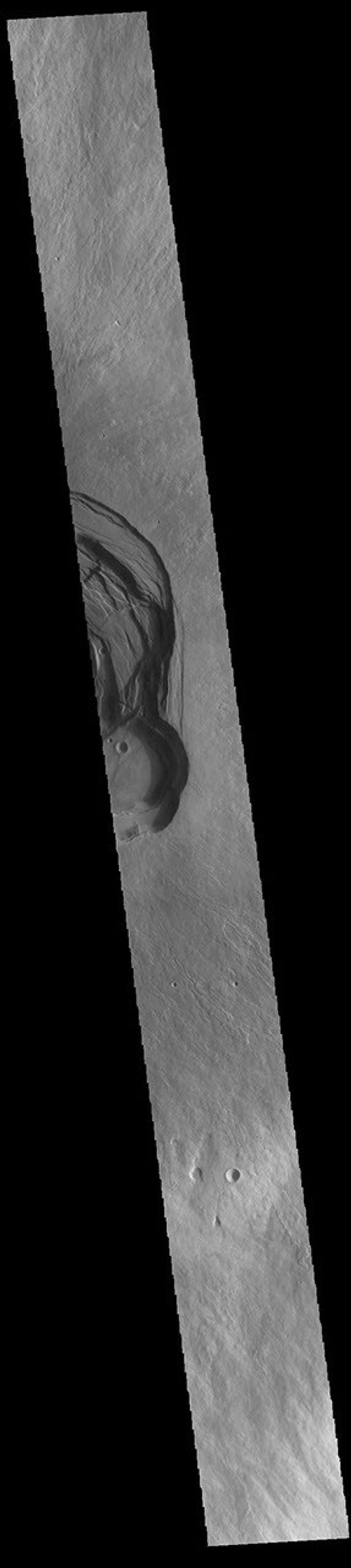 This image from NASA's Mars Odyssey shows part of the complex caldera at the summit of Ascraeus Mons.