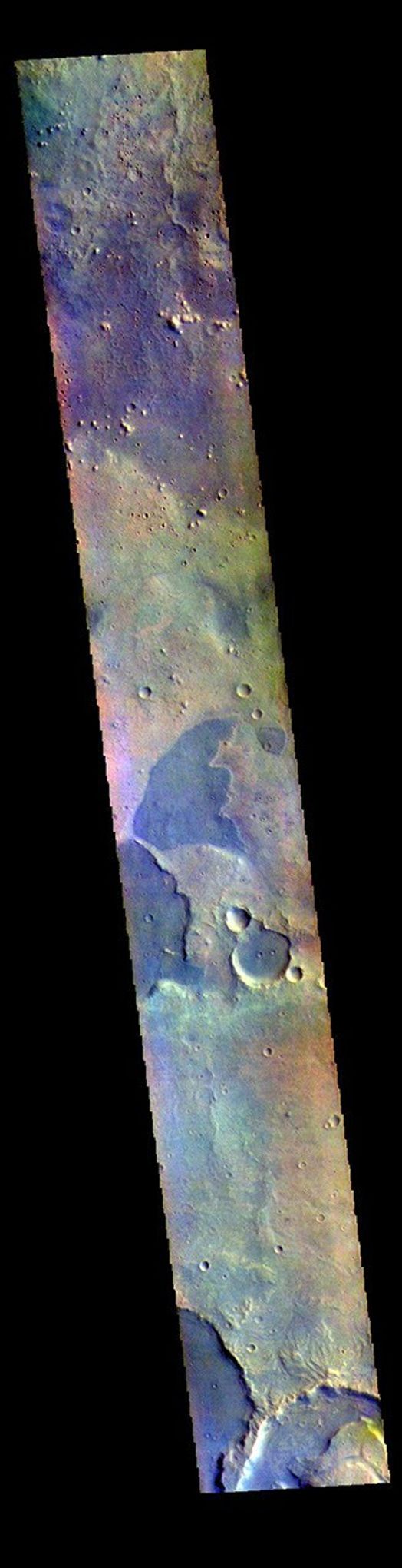This image from NASA's Mars Odyssey shows part of northern Arabia Terra. Arabia Terra is one of the oldest surface regions on Mars and contains a large variety of surface features.