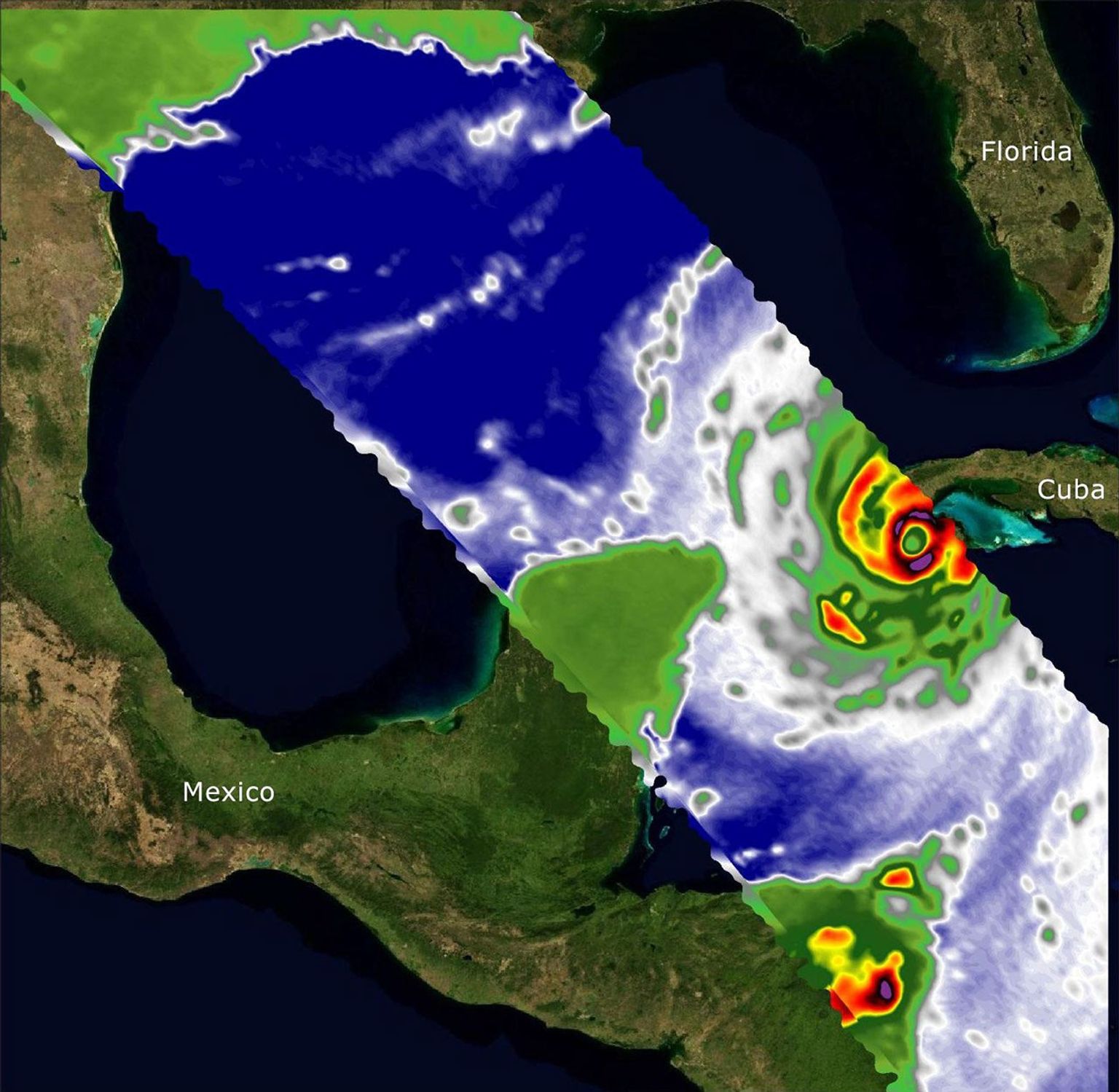 From aboard the International Space Station, NASA-built instruments COWVR and TEMPEST captured wind and water vapor data from Hurricane Ian as the storm neared Cuba.