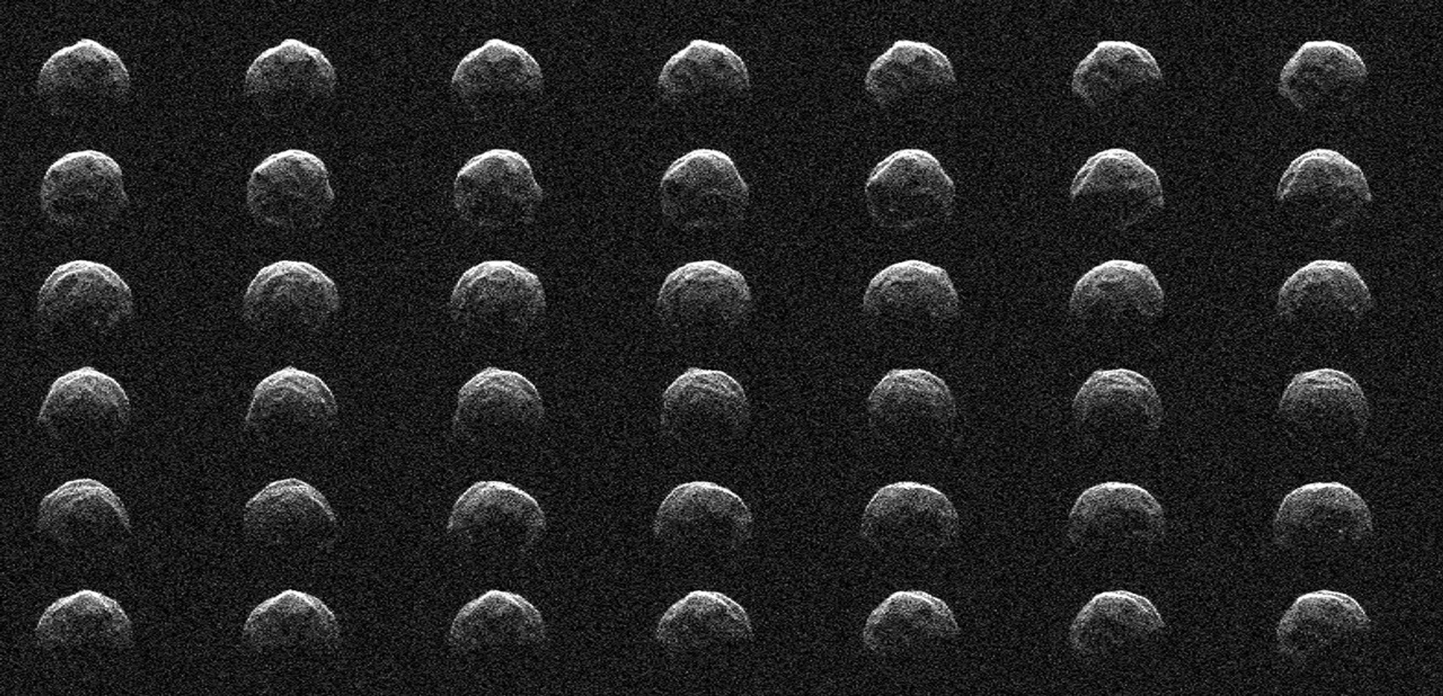 This collage represents a selection of NASA radar observations of near-Earth asteroid 2006 HV5 on April 25, 2023, less than one day before its close approach with our planet at a distance of about 1.5 million miles (2.4 million kilometers).